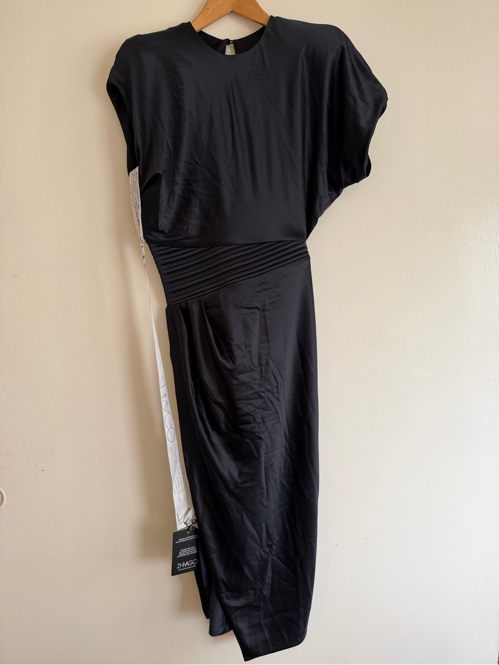 Zhivago Black Midi Dress with Pleated Waist Detail